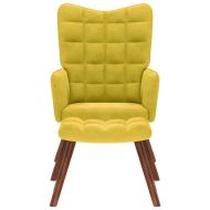 Релаксиращ фотьойл с табуретка, жълт кадифе