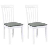 Трапезни столове с възглавници 2 бр Бяла масивна дървесина гума