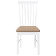 Трапезни столове с възглавници 2 бр Бяла масивна дървесина гума