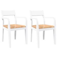 трапезни столове 2 бр. бяла масивна дървесина гума