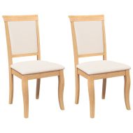 Трапезни столове с възглавници 2 бр Естествено масивно дърво