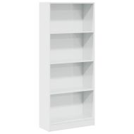 Библиотека, бял гланц, 60x24x143 см, инженерно дърво