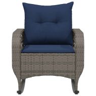 Градински люлеещ стол с възглавници сив полиратан