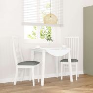 Трапезни столове с възглавници 2 бр Бяла масивна дървесина гума