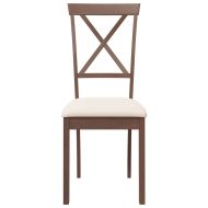 Трапезни столове с възглавници 2бр Кафяв масивна дървесина гума