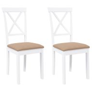 Трапезни столове с възглавници 2 бр Бяла масивна дървесина гума