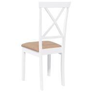 Трапезни столове с възглавници 2 бр Бяла масивна дървесина гума