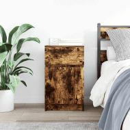 Нощно шкафче, Опушен дъб, 39x35x65 см, инженерно дърво