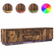 ТВ шкаф с LED осветление, опушен дъб, 193,5x41x50 см