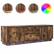 ТВ шкаф с LED осветление, опушен дъб, 160,5x41x50 см