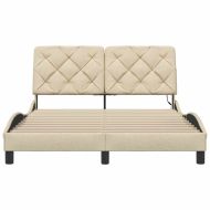 Рамка за легло със светодиод без матрак Крем 120x200 cm Плат