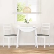 Трапезни столове с възглавници 2 бр Бяла масивна дървесина гума