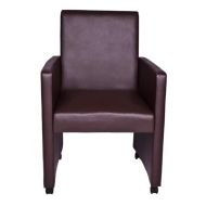 Трапезни столове, 2 бр, кафяви, изкуствена кожа