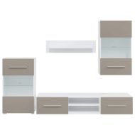 5 броя ТВ шкафове с LED осветление Сив камък инженерно дърво