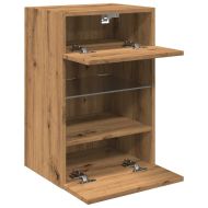 Стенни шкафове с LED светлини за телевизор, 2 бр, дъб артизан, 40x30x60,5 см