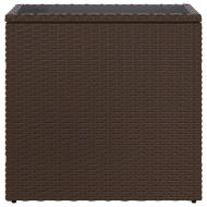 Градинска маса със стъклен плот kафяв 58x27,5x55 см полиратан