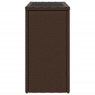 Градинска маса със стъклен плот kафяв 58x27,5x55 см полиратан