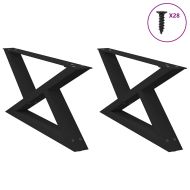 Крака за масичка за кафе, 2 бр., черни, 70 x (30-31,3) см, стомана