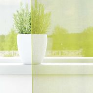 Пердета от воал с втулки, 2 бр, ябълково зелено, 140x225 см