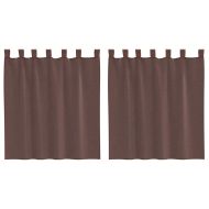 Пердета от воал с прът джобове, 2 бр, кафяво