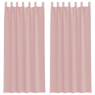 Пердета от воал с прът джобове, 2 бр, розово