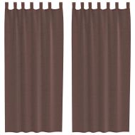 Пердета от воал с прът джобове, 2 бр, кафяво
