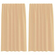 Воалени завеси с примки, 2 бр, пясък, 140x175 см