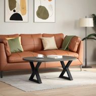 Крака за масичка за кафе, 2 бр., черни, 60 x (42-43,3) см, стомана