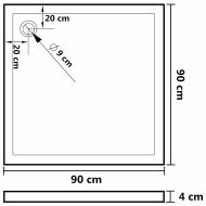 Квадратно ABS душ корито, 90x90 см