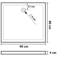 Правоъгълно ABS душ корито, бяло, 80x90 см