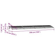 Навес за врата, сиво и прозрачно, 350x75 см, поликарбонат