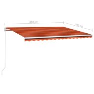 Автоматичен сенник LED сензор за вятър 450x300 см оранжевокафяв