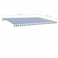 Автоматичен сенник LED сензор за вятър 500x350 см синьо и бяло