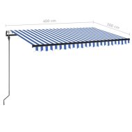 Автоматичен сенник LED и сензор за вятър 400x300 см синьо-бял