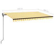 Автоматичен сенник LED сензор за вятър 450x300 см жълтобял