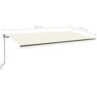 Автоматичен сенник с LED и сензор за вятър 600x350 см кремав