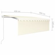 Автоматичен сенник с щора LED и сензор за вятър 4,5x3 м кремав