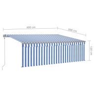 Автоматичен сенник с щора LED и сензор за вятър 4x3 м синьо-бял