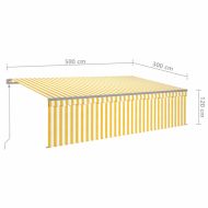 Автоматична тента с щора LED сензор за вятър 5x3 м жълто и бяло