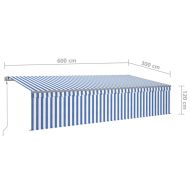 Автоматичен сенник щора LED сензор за вятър 6x3 м синьо и бяло