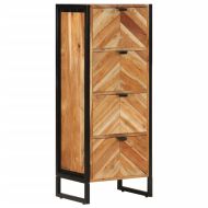 Шкаф за баня 40x30x100 см масивно акациево дърво и желязо