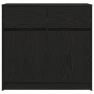 Бюфет с чекмеджета, черен дъб, 80x34x76 см, инженерно дърво