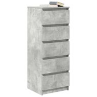 Бюфет с чекмеджета, бетонно сив, 37,5x35x99 см, инженерно дърво