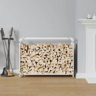 Стойка за дърва, бяла, 90x28x65 см, студеновалцувана стомана