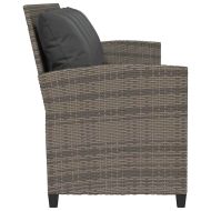 Градински диван с възглавници 5-местен сив полиратан