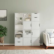 Странични шкафове 6 бр. ODDA Бял 40x24x79 cm борово дърво масив