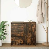 Бюфет с чекмеджета, опушен дъб, 71x35x65 см, инженерно дърво