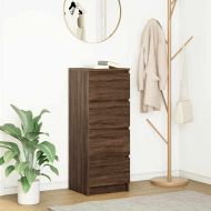 Сайдборд, кафяв дъб, 37,5x35x99 см, инженерно дърво