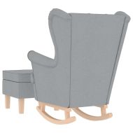 Люлеещ се стол с табуретка за крака, светлосив, плат