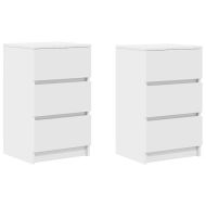 Нощни шкафчета с 3 чекмеджета, 2 бр, бели, 39x35x65 см
